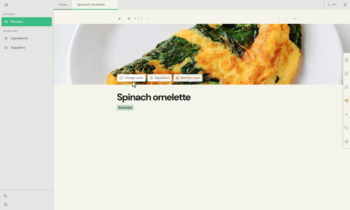 Type a slash, filter the menu and choose Ingredients.